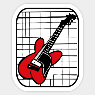 Black White and Red Guitar Sticker